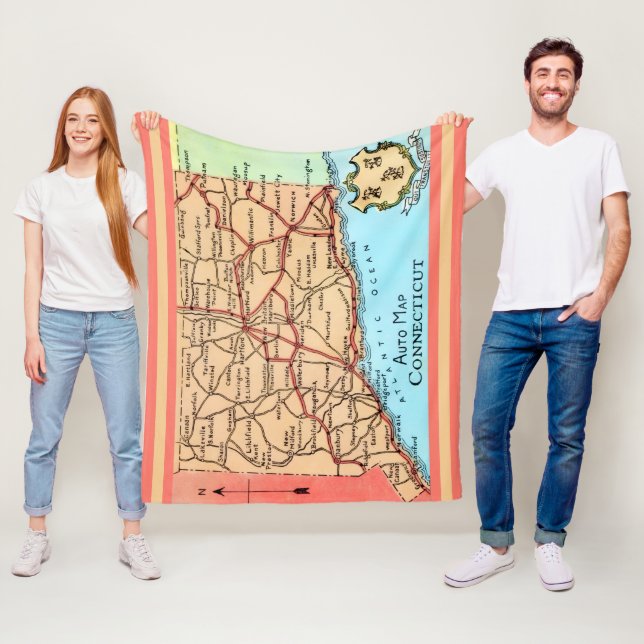 Connecticut Auto Karte Fleecedecke (Beispiel)