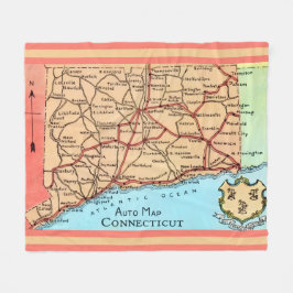 Connecticut Auto Karte Fleecedecke