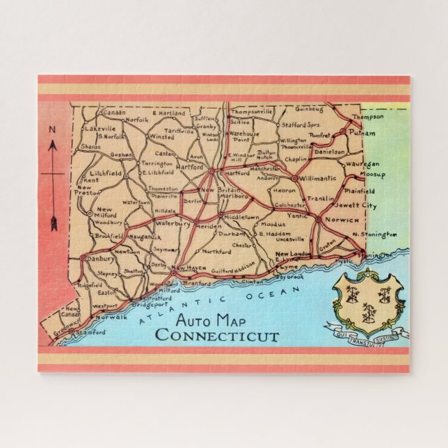 Connecticut Auto Karte Puzzle (Horizontal)