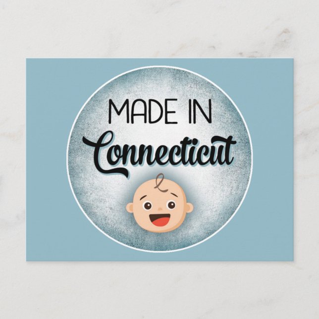 Connecticut Baby Funny Blue New Boy Postcard Postkarte (Vorderseite)
