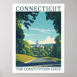 Connecticut der Verfassungstaat Kunst Reise Poster