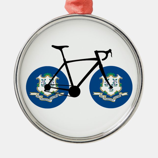 Connecticut Flag Cycling Ornament Aus Metall (Vorne)