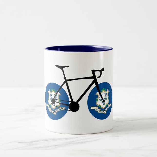 Connecticut Flag Cycling Zweifarbige Tasse (Mittel)