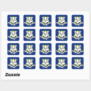 Connecticut-Flagge Quadratischer Aufkleber