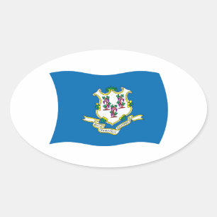 Connecticut-Flaggenaufkleber Ovaler Aufkleber