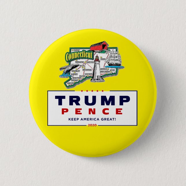 Connecticut für Trump Pence 2020 Button (Vorderseite)