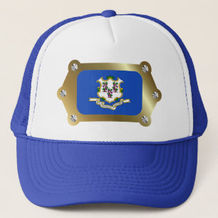 Connecticut gerahmt Flag Hat Truckerkappe