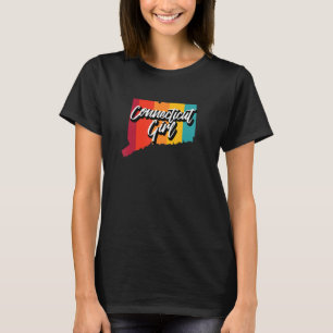 Connecticut Girl Zuhause Staat Retro 70er Stripes  T-Shirt