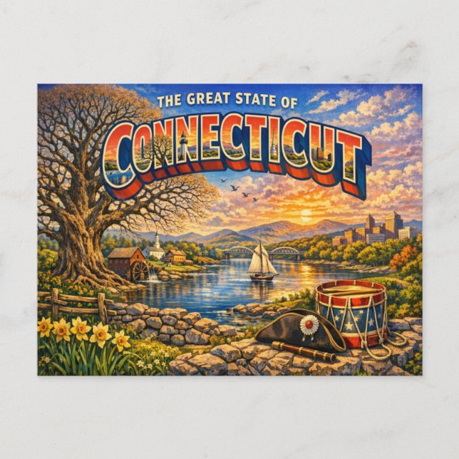Connecticut Grußkarte  Postkarte (Vorderseite)