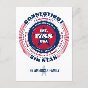 Connecticut, Hartford CT, Patriotic Monogram Postkarte
