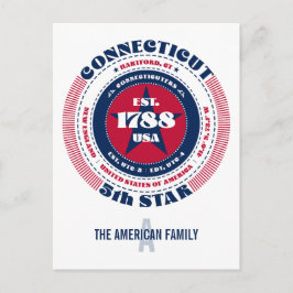 Connecticut, Hartford CT, Patriotic Monogram Postkarte