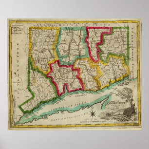 Connecticut-Karte Poster