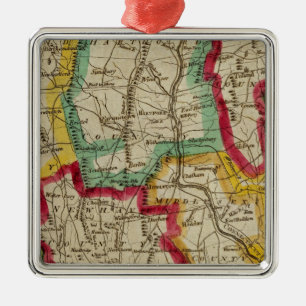 Connecticut-Karte Silbernes Ornament