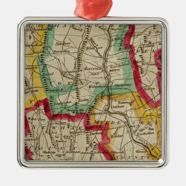 Connecticut-Karte Silbernes Ornament (Vorne)
