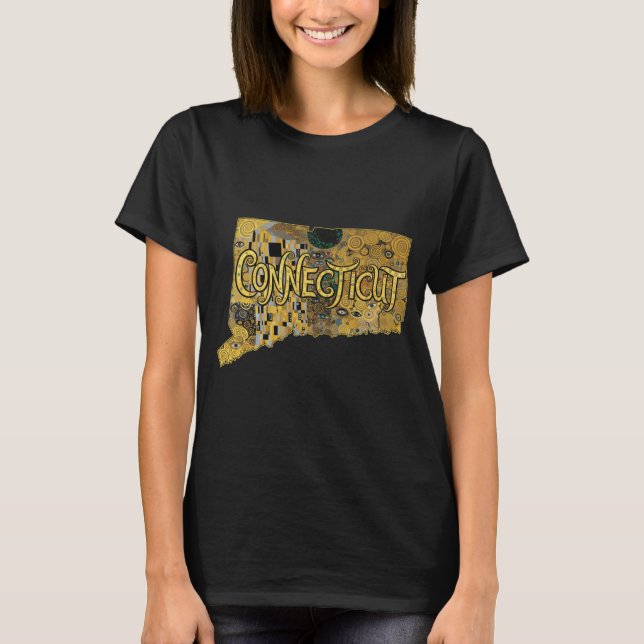 Connecticut-Karte und Text T-Shirt (Vorderseite)