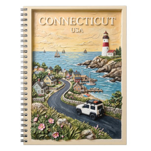 Connecticut Küstenleuchtturm Vintage-Roadtrip Notizblock