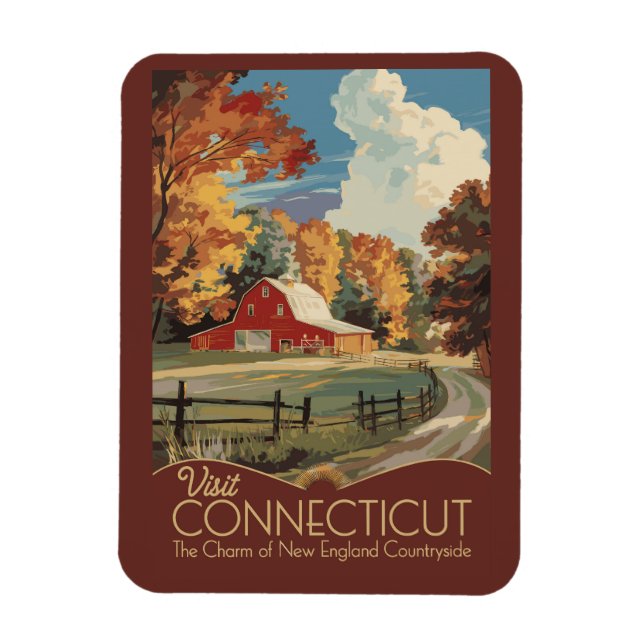 Connecticut Landreise Kunst Vintage Magnet (Vertikal)