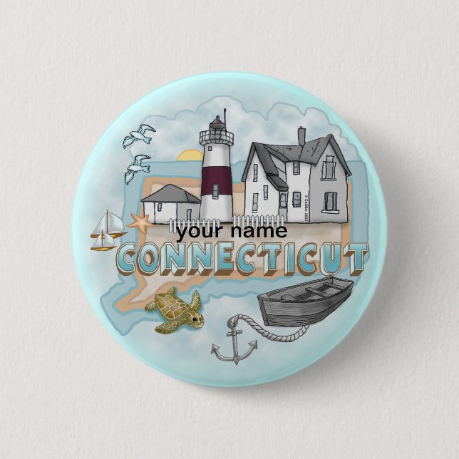 Connecticut Leuchtturm Pin-Button Button (Vorderseite)