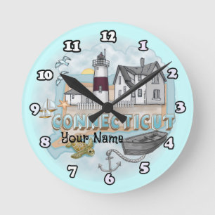 Connecticut Leuchtturm-Uhr Runde Wanduhr
