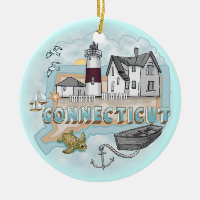 Connecticut Lighthouse Keramik Ornament (Vorne)