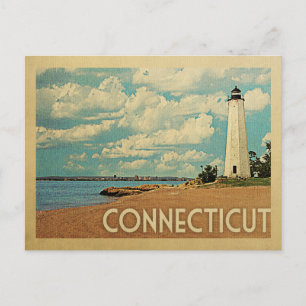 Connecticut Lighthouse Postcard Vintage Travel Postkarte