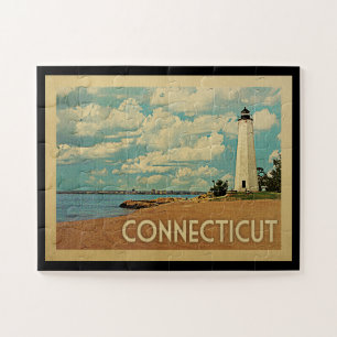 Connecticut Lighthouse Vintage Travel Puzzle
