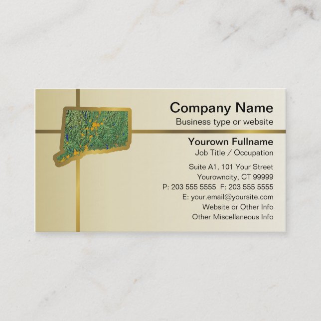 Connecticut Map Business Card Visitenkarte (Vorderseite)