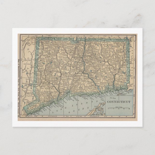 Connecticut Map Postkarte (Vorderseite)
