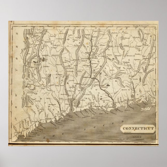Connecticut Map von Arrowsmith Poster (Vorne)