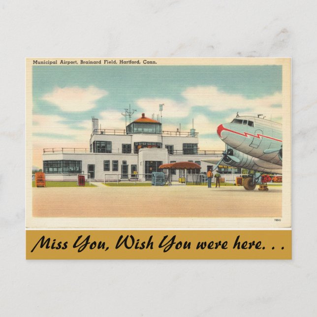 Connecticut, Municipal Airport, Hartford Postkarte (Vorderseite)