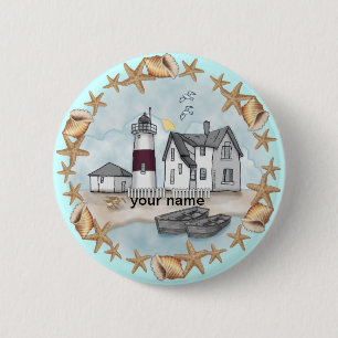 Connecticut Muscheln Leuchtturm Button
