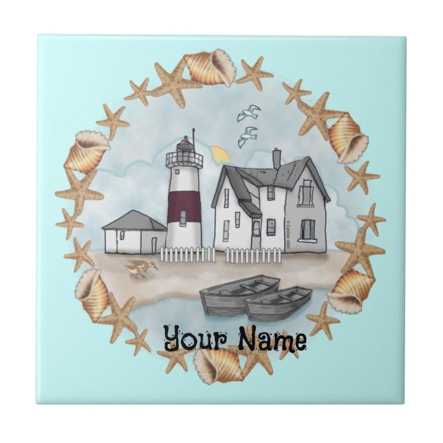Connecticut-Muscheln Leuchtturmplatte Fliese (Vorderseite)