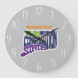 Connecticut Nickname Word Art Große Wanduhr
