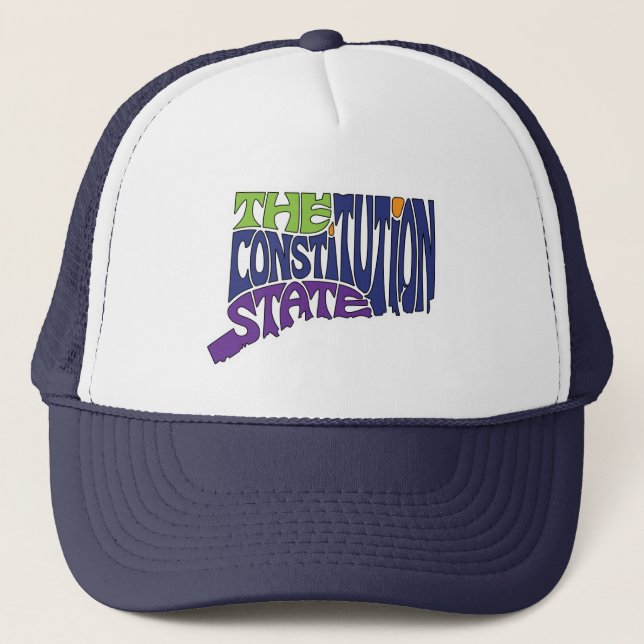 Connecticut Nickname Word Art Truckerkappe (Vorderseite)