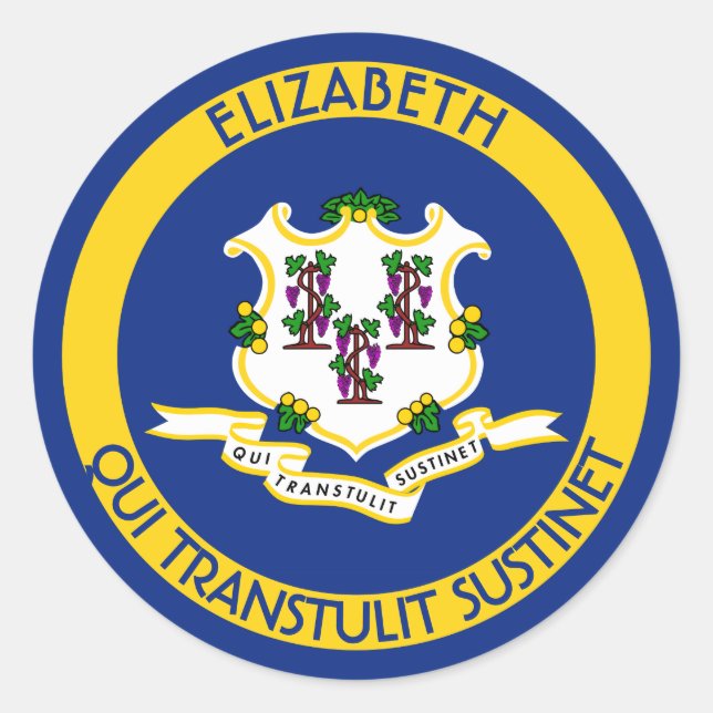 Connecticut - Persönliche Flagge des Verfassungs-S Runder Aufkleber (Vorderseite)
