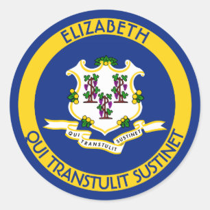 Connecticut - Persönliche Flagge des Verfassungs-S Runder Aufkleber