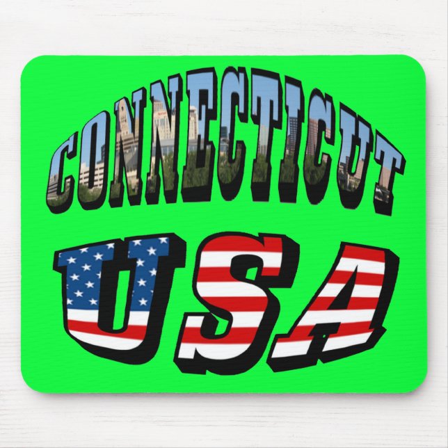 Connecticut Picture and USA Flag Text Mousepad (Vorne)