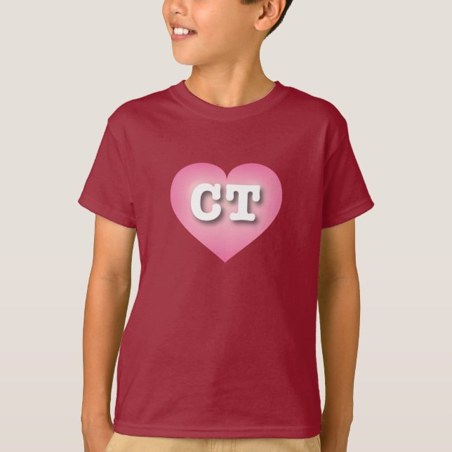 Connecticut Pink Fade Heart - I Liebe CT T-Shirt (Vorderseite)