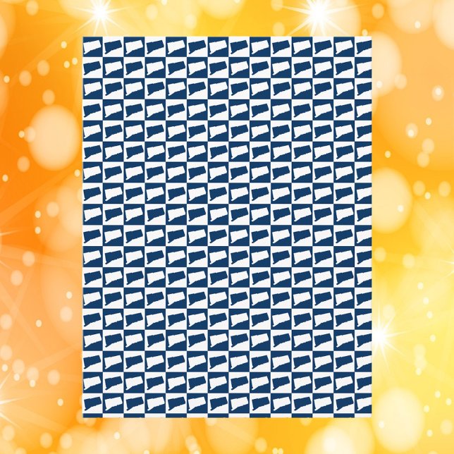 Connecticut Pop Art Pattern Blue White Postkarte (A postcard with a blue and white pattern featuring Connecticut.)