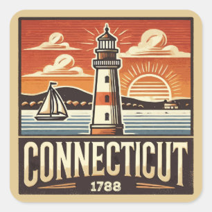 Connecticut Quadratischer Aufkleber