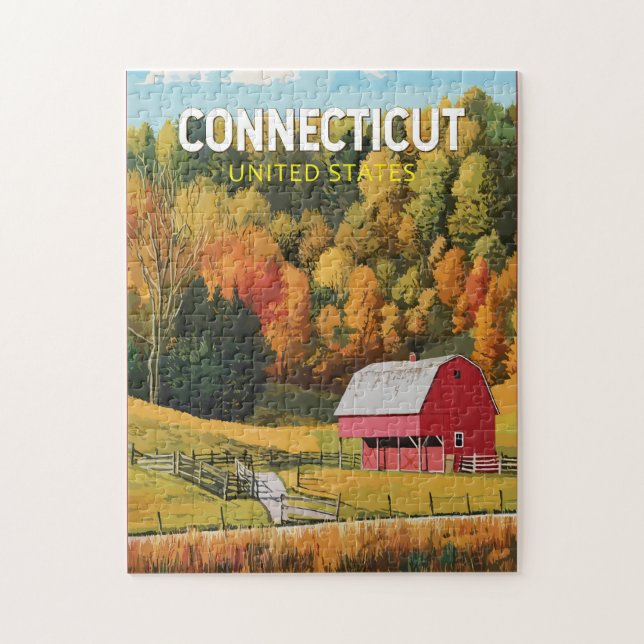 Connecticut Reise Kunst Vintage Puzzle (Vertikal)