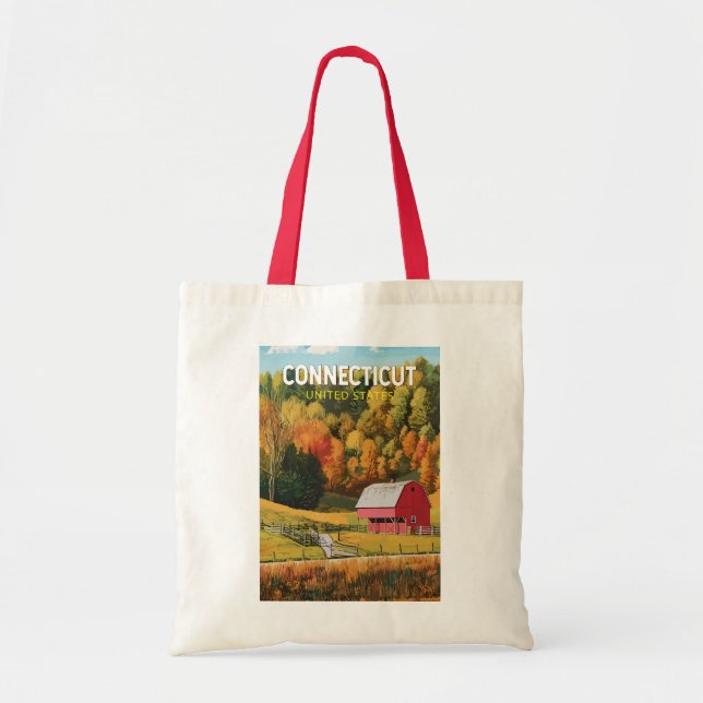 Connecticut Reise Kunst Vintage Tragetasche (Vorne)