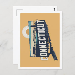 Connecticut Retro Travel Design Iconic US-Staaten Postkarte