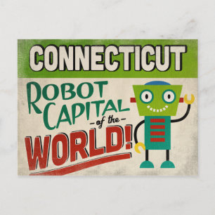 Connecticut Roboter - Lustige Vintage Postkarte