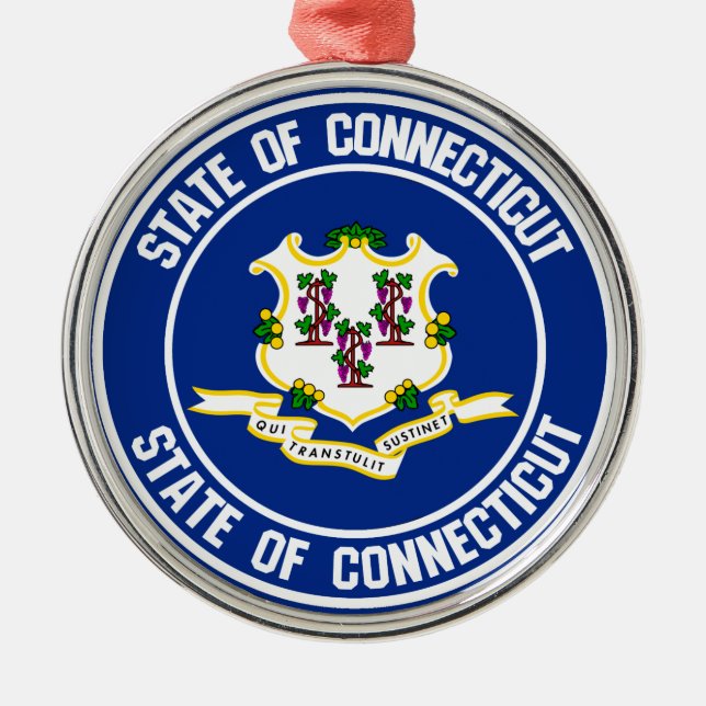 Connecticut Round-Emblem Ornament Aus Metall (Vorne)