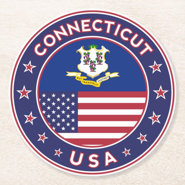 Connecticut Runder Pappuntersetzer (Vorderseite)