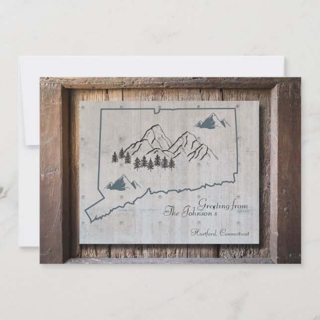 Connecticut Rustic Wood Mountain Grußkarte (Vorderseite)