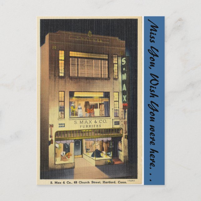 Connecticut, S. Max & Co. Postkarte (Vorderseite)