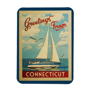 Connecticut Sailboat Vintage Travel Magnet