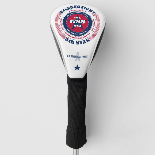Connecticut Staat Circle Custom Golf Head Cover Headcover (Vorderseite)